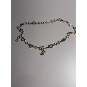Gold Tone Heart Chain Belt Necklace Charm‎ Dangle